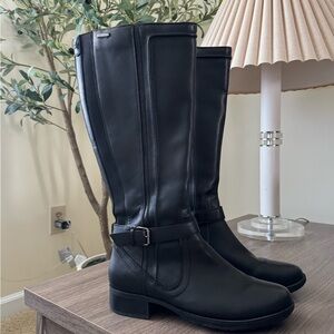 Rockport Black Leather Knee-High Riding Boots